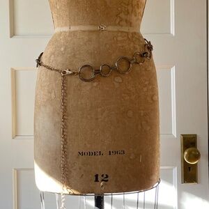 Ramy Brook Bronze-Tone Metal Belt - Multi Circular Link Chain Belt - Adjustable